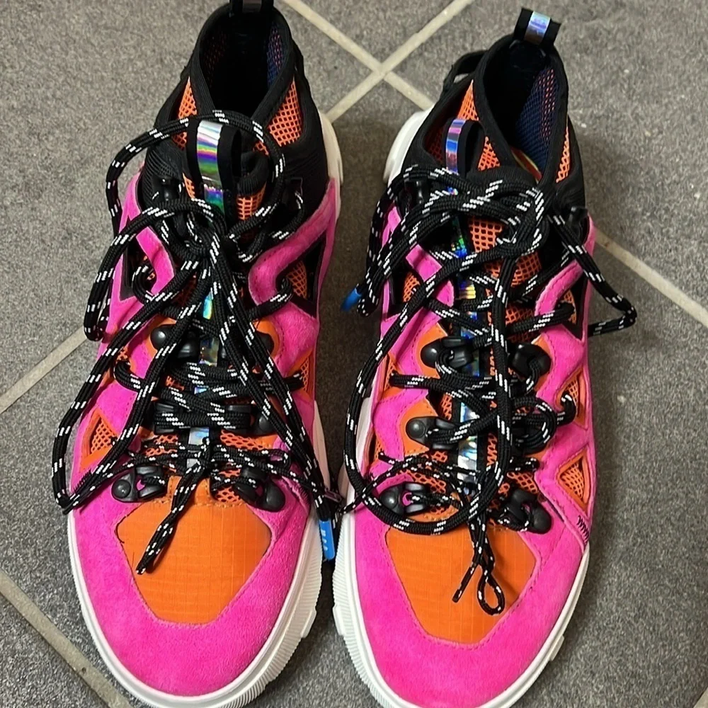 Alexander McQueen Orbyt Mid Sneakers 6.5 Fuchsia Orange summer luxe soft girl